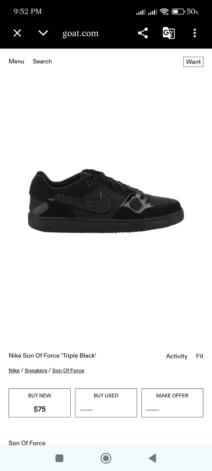Nike Son Of Force ‘Triple Black 🖤 Size 6 & 7 Pak 🇵🇰